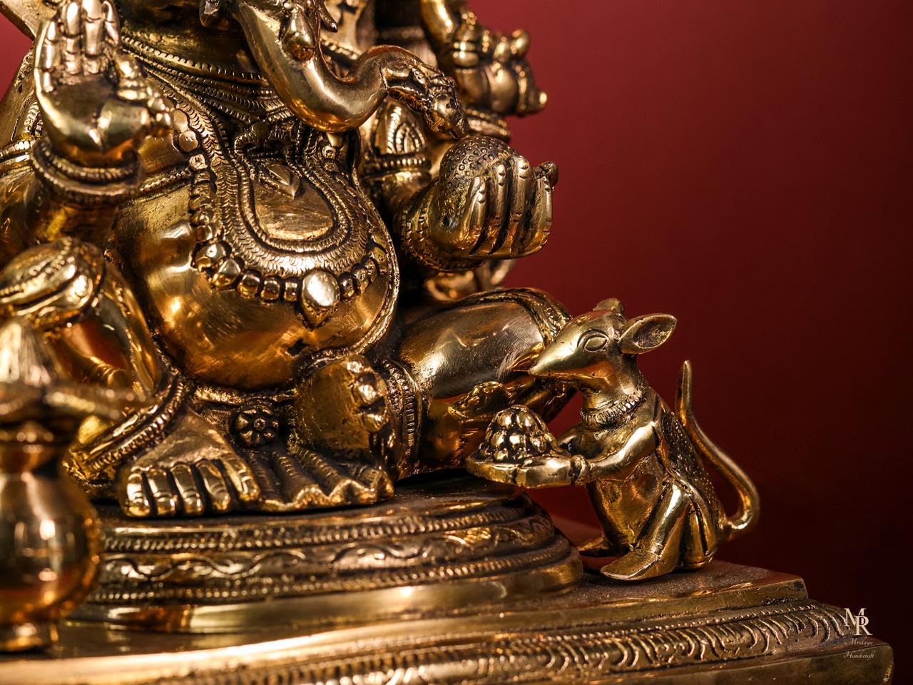 Brass Ganesha Statue With Mosaic, 43 Cm Brass Ganesh Statue, Ganpati Idol, Good Luck Gift For New Beginnings, House Warming Gift